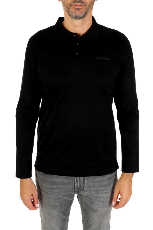 KARL LAGERFELD KARL LAGERFELD POLO PRESSBUTTON LOGO ΜΑΥΡΟ