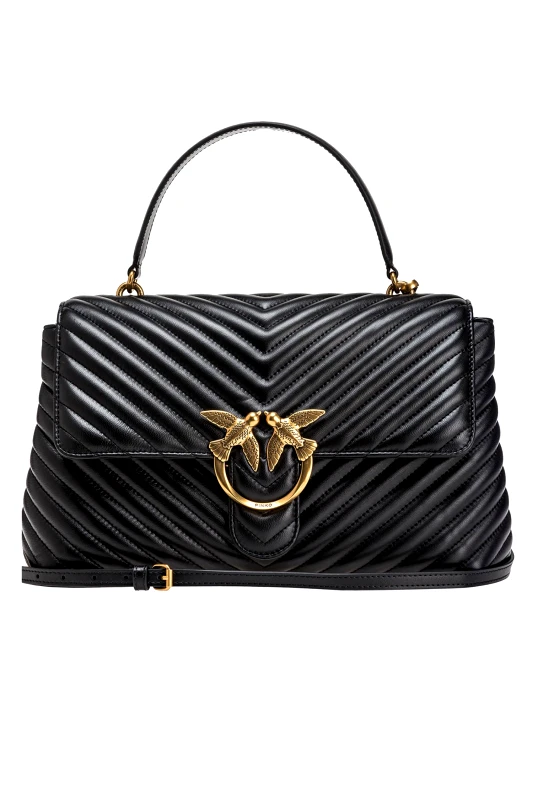 PINKO PINKO ΤΣΑΝΤΑ ΧΕΙΡΟΣ/CROSSBODY LOVE LADY PUFF BIG CL CHEVRON ΜΑΥΡΟ