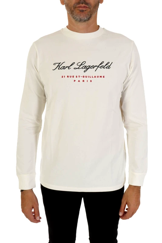 KARL LAGERFELD KARL LAGERFELD T-SHIRT LOGO 21 RUE ST-GUILLAUME PARIS ΜΑΥΡΟ ΥΠΟΛΕΥΚΟ