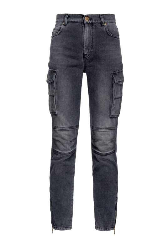 PINKO PINKO ΠΑΝΤΕΛΟΝΙ JEANS PRESSIONE CARGO DENIM ΓΚΡΙ