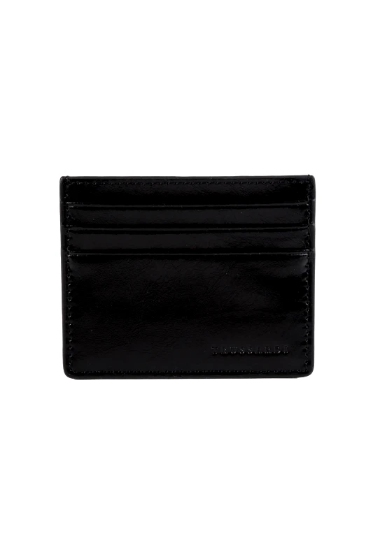 TRUSSARDI JEANS TRUSSARDI JEANS ΘΗΚΗ ΚΑΡΤΩΝ CRACKLE LEATHER ΜΑΥΡΟ