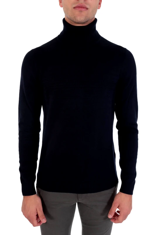 HUGO HUGO ΠΛΕΚΤΟ ROLLNECK SISO ΜΠΛΕ