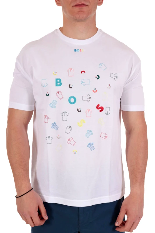 BOSS ATHLEISURE T-SHIRT TEE CELEBRATION ΛΕΥΚΟ φωτογραφία