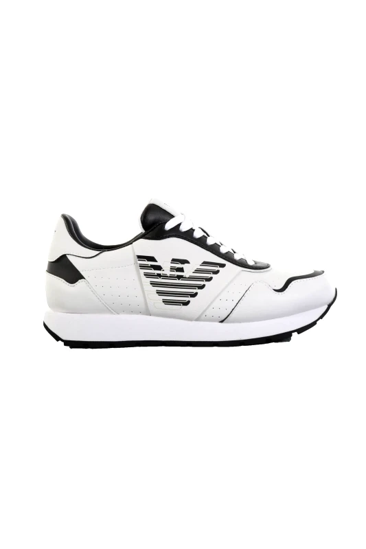 EMPORIO ARMANI EMPORIO ARMANI ΠΑΠΟΥΤΣΙΑ SNEAKERS WOMAN ΛΟΓΟΤΥΠΟ ΜΑΥΡΟ ΛΕΥΚΟ
