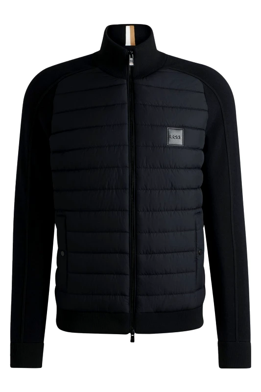 BOSS BOSS ΠΛΕΚΤΟ FULLZIP H-ESFERO LOGO ΜΑΥΡΟ