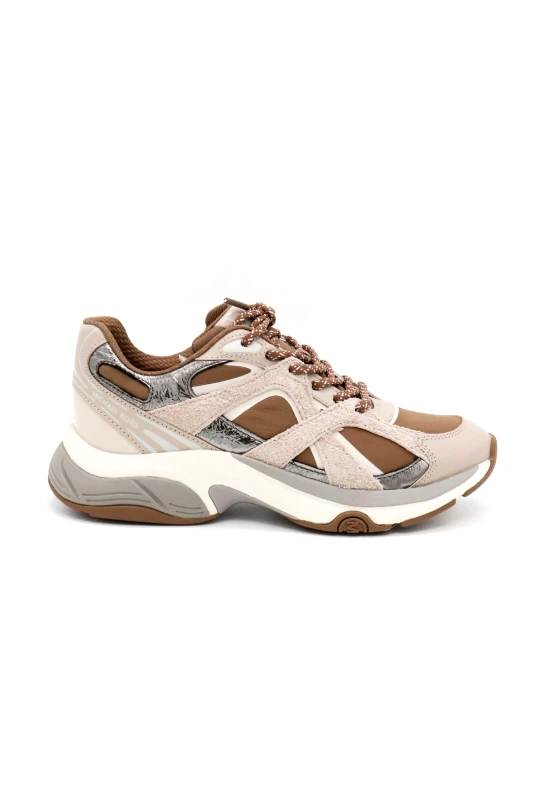 MICHAEL KORS MICHAEL KORS ΠΑΠΟΥΤΣΙΑ SNEAKERS LEO TRAINER ΠΟΛΥΧΡΩΜΟ LOGO ΡΟΖ/ΜΠΕΖ/ΚΑΦΕ