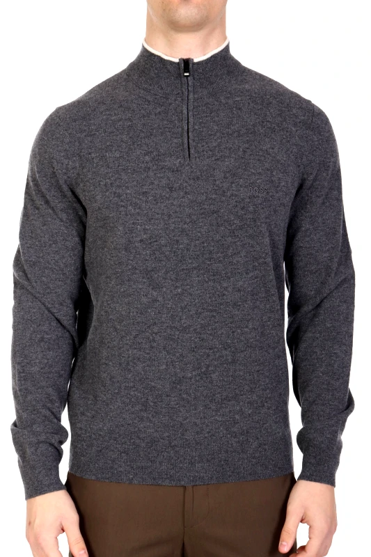 BOSS BOSS ΠΛΕΚΤΟ HALFZIP EMARIO ΓΚΡΙ
