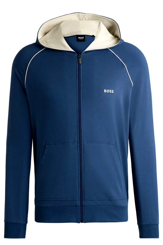 BOSS BOSS HOMEWEAR ΖΑΚΕΤΑ ZIPHOOD MIXMATCH JACKET H ΜΠΛΕ