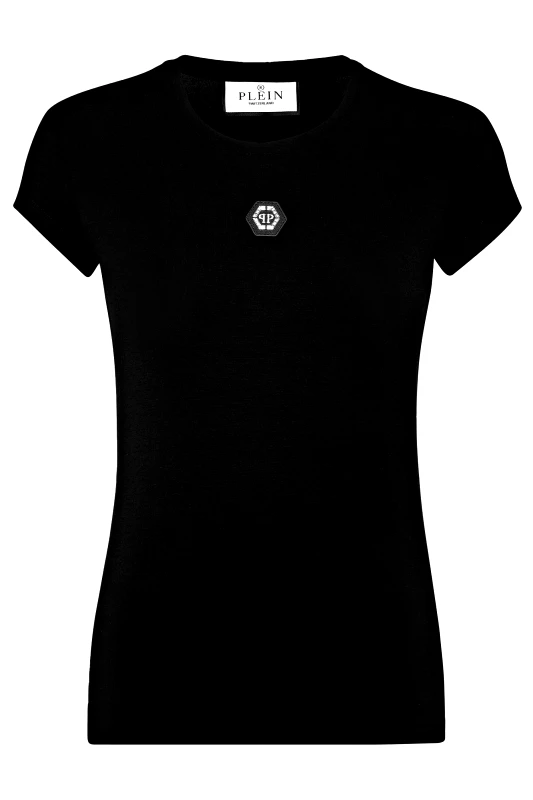 PHILIPP PLEIN PHILIPP PLEIN T-SHIRT SEXY PURE HEXAGON LOGO ΜΑΥΡΟ