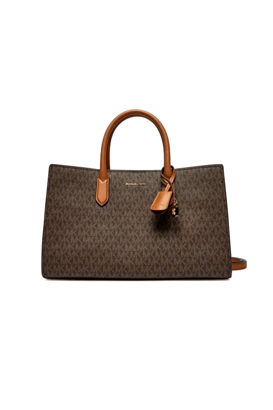 MICHAEL KORS MICHAEL KORS ΤΣΑΝΤΑ CROSSBODY/XEIΡΟΣ SCARLETT ALL OVER LOGO ΚΑΦΕ/ΤΑΜΠΑ