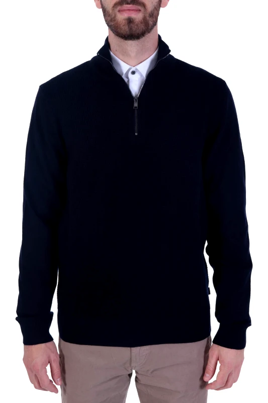 BOSS BOSS ΠΛΕΚΤΟ HALF ZIP MADAN ΜΠΛΕ