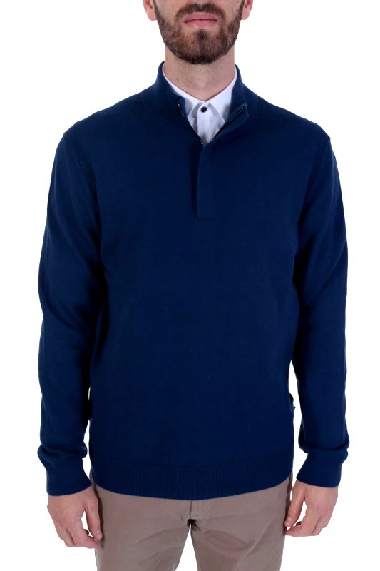BOSS BOSS ΠΛΕΚΤΟ HALF ZIP MANEO ΡΑΦ ΜΠΛΕ