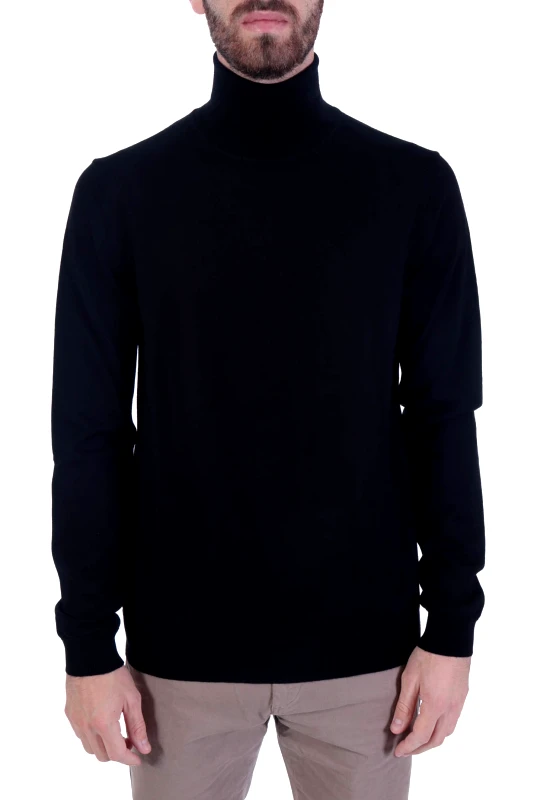 HUGO HUGO ΠΛΕΚΤΟ ROLLNECK SAN THOMAS 2 ΜΑΥΡΟ