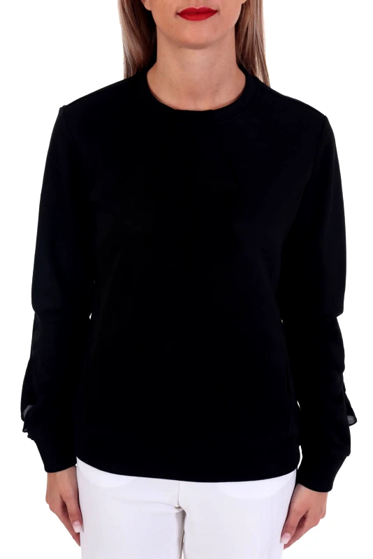 KARL LAGERFELD KARL LAGERFELD ΦΟΥΤΕΡ BOW&RUFFLE SWEATSHIRT ΒΟΛΑΝ ΜΑΝΙΚΙ ΜΑΥΡΟ