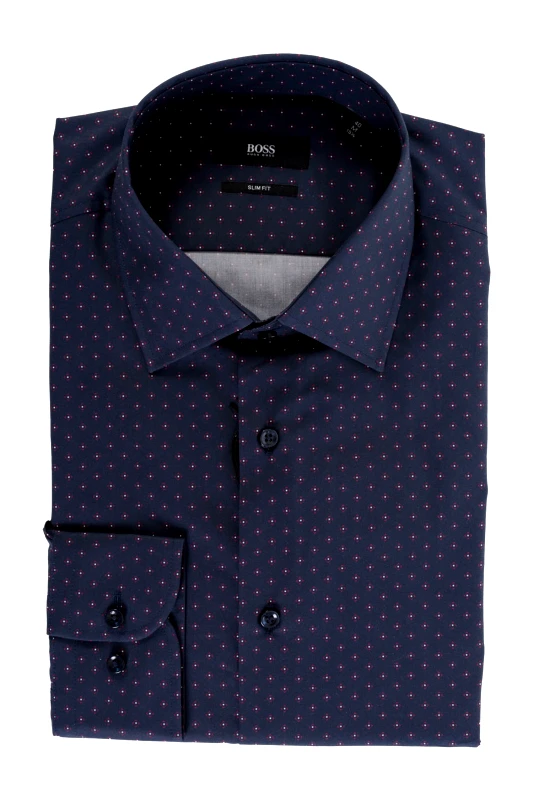 BOSS BOSS ΠΟΥΚΑΜΙΣΟ SLIM FIT HANK-KENT-214 ΜΠΛΕ- ΜΠΟΡΝΤΩ