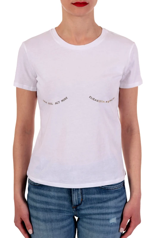 ELISABETTA FRANCHI ELISABETTA FRANCHI T-SHIRT LOGO TALK LESS.ACT MORE ΛΕΥΚΟ