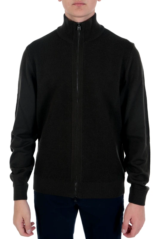 BOSS BOSS ΠΛΕΚΤΟ FULL ZIP MADORI ΧΑΚΙ