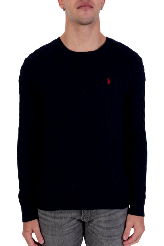 RALPH LAUREN RALPH LAUREN ΠΛΕΚΤΟ ROUNDNECK CABLE ΜΠΛΕ