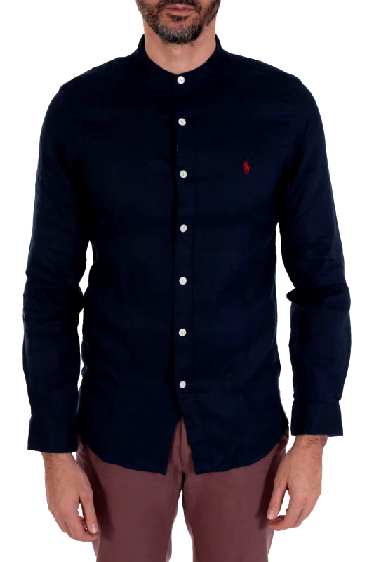 RALPH LAUREN RALPH LAUREN ΠΟΥΚΑΜΙΣΟ ΛΙΝΟ MAO SLIM FIT ΜΠΛΕ