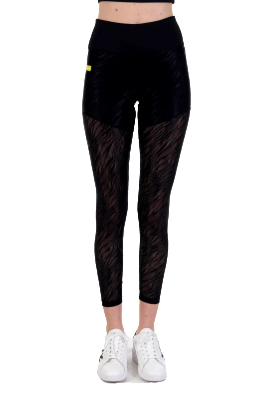 ARMANI 7 EMPORIO ARMANI 7 ΚΟΛΑΝ ΔΙΑΦΑΝΕΙΑ LOGO JERSEY LEGGINGS ΜΑΥΡΟ