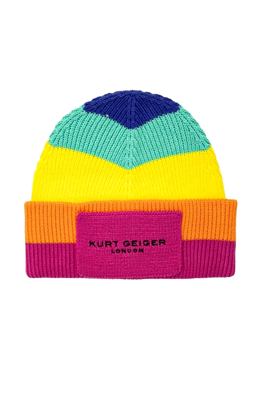 KURT GEIGER KURT GEIGER ΣΚΟΥΦΟΣ KGL KNITTED BEANIE LOGO ΠΟΛΥΧΡΩΜΟ