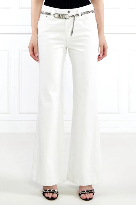 MICHAEL KORS MICHAEL KORS ΠΑΝΤΕΛΟΝΙ JEANS FLAIR ΑΛΥΣΙΔΑ ΜΕΤΑΛΛΙΚΑ LOGO ΛΕΥΚΟ