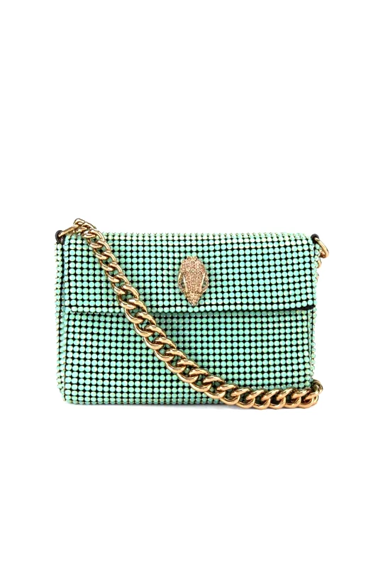 KURT GEIGER KURT GEIGER ΤΣΑΝΤΑKI CROSSBODY/ΩΜΟΥ SM PARTY SHOULDER BAG AΛΥΣΙΔΑ ΜΕΤΑΛΛΙΚΑ ΣΤΡΑΣ LOGO ΠΡΑΣΙΝΟ
