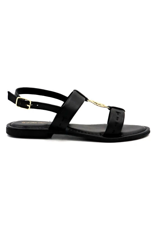U.S. POLO ASSN U.S. POLO ASSN. ΠΑΠΟΥΤΣΙΑ ΣΑΝΔΑΛΙΑ ΜΕΤΑΛΛΙΚΟ LOGO ΜΑΥΡΟ