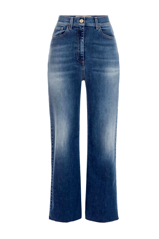 ELISABETTA FRANCHI ELISABETTA FRANCHI ΠΑΝΤΕΛΟΝΑ JEANS CROP ΨΗΛΟΜΕΣΗ LOGO ΤΣΕΠΗ ΜΠΛΕ