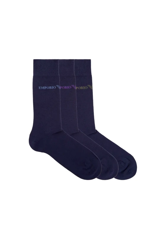EMPORIO ARMANI EMPORIO ARMANI ΚΑΛΤΣΕΣ ΣΕΤ 3PACK LOGO ΜΠΛΕ