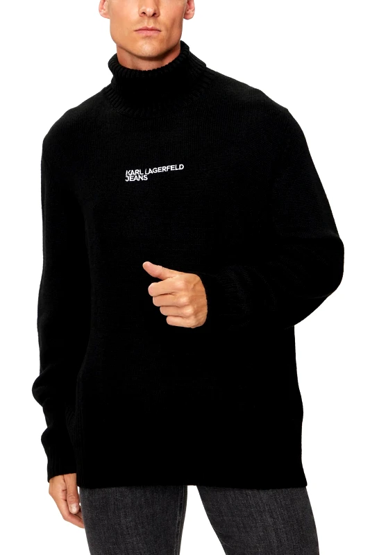 KARL LAGERFELD JEANS KARL LAGERFELD JEANS ΠΛΕΚΤΟ ROLLNECK REGULAR ΜΑΥΡΟ