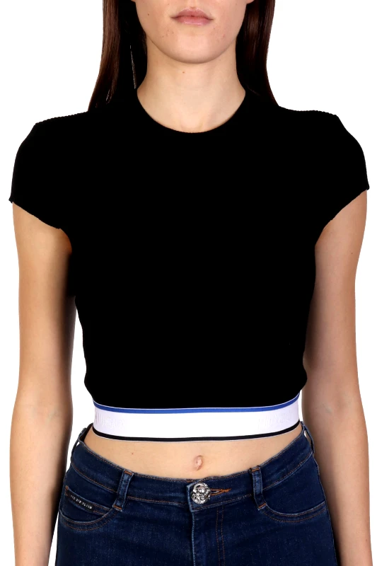 HUGO BLUE HUGO BLUE ΠΛΕΚΤΟ SUCCORE_B T-SHIRT RIB LOGO ΛΑΣΤΙΧΟ ΜΑΥΡΟ