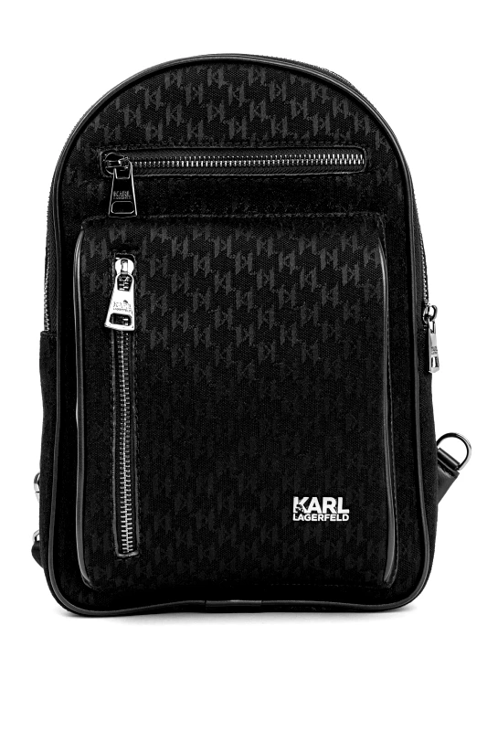 KARL LAGERFELD KARL LAGERFELD ΤΣΑΝΤΑΚΙ CROSSBODY ALL OVER LOGO ΜΑΥΡΟ