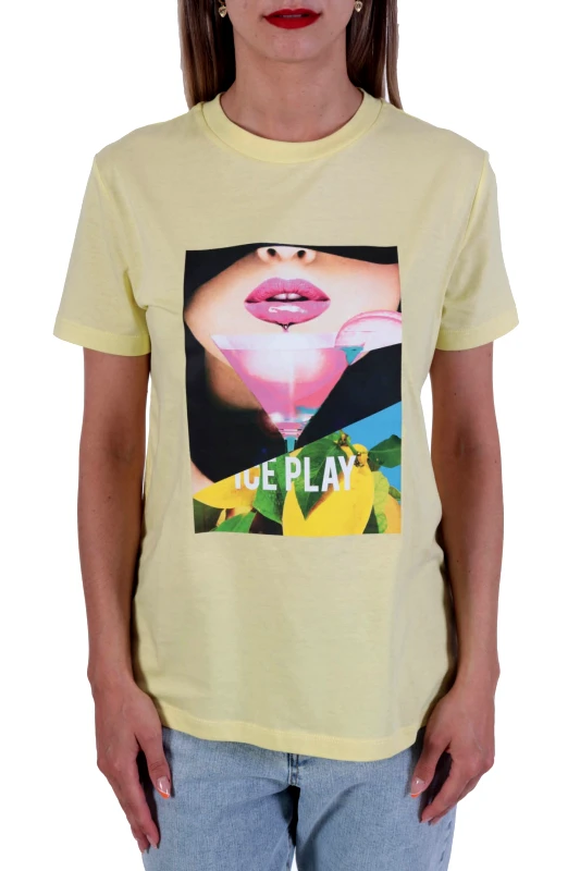 ICE PLAY ICE PLAY T-SHIRT ΛΑΙΜΟΚΟΨΗ ΣΤΑΜΠΑ ΛΟΓΟΤΥΠΟ ΚΙΤΡΙΝΟ