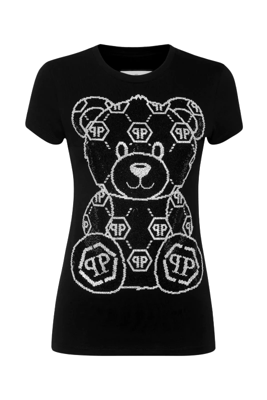 PHILIPP PLEIN PHILIPP PLEIN T-SHIRT SEXY PURE TEDDY BEAR ΣΤΡΑΣ ΜΑΥΡΟ