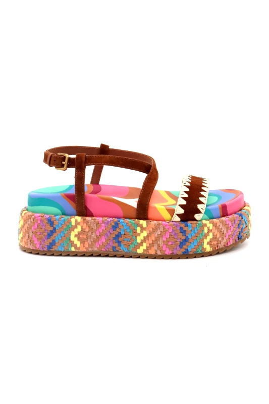 KURT GEIGER KURT GEIGER ΠΑΠΟΥΤΣΙΑ ΠΕΔΙΛΑ CHELSEA FLATFORM SANDAL ΣΟΥΕΤ ΣΧΕΔΙΑ LOGO ΠΟΛΥΧΡΩΜΟ