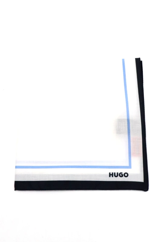 HUGO HUGO POCHETTE POCKETSQUARE 33X33 ΛΕΥΚΟ-ΜΠΛΕ