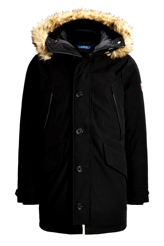 RALPH LAUREN RALPH LAUREN ΜΠΟΥΦΑΝ ΠΑΡΚΑ ΜΕ ΑΠΟΣΠΩΜΕΝΗ ΚΟΥΚΟΥΛΑ ΜΑΥΡΟ