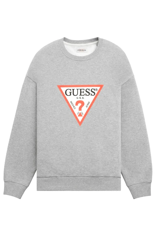 GUESS JEANS GUESS JEANS ΦΟΥΤΕΡ CREWNECK OVERSIZED FIT LOGO ΓΚΡΙ