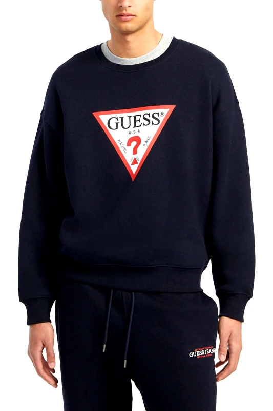 GUESS JEANS GUESS JEANS ΦΟΥΤΕΡ CREWNECK OVERSIZED FIT LOGO ΜΠΛΕ