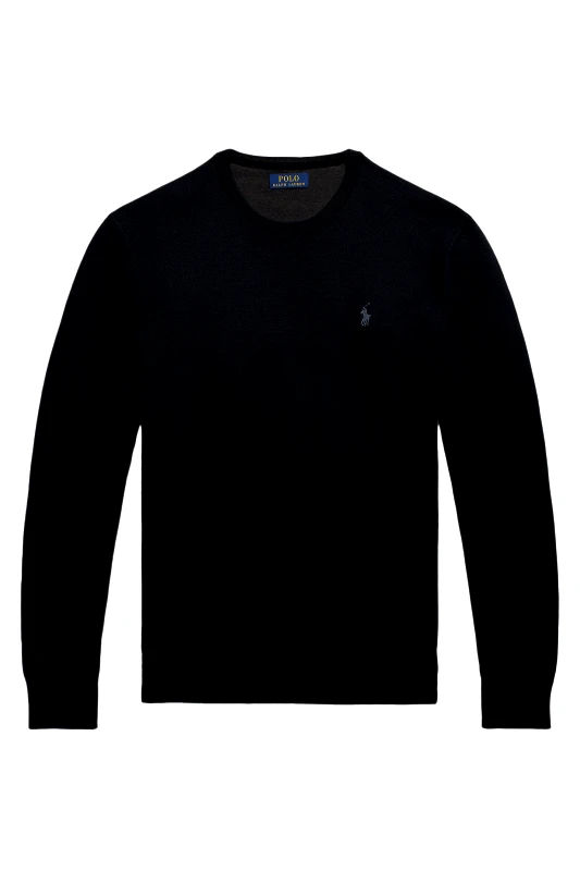 RALPH LAUREN RALPH LAUREN ΠΛΕΚΤΟ CREW NECK LOGO ΜΑΥΡΟ