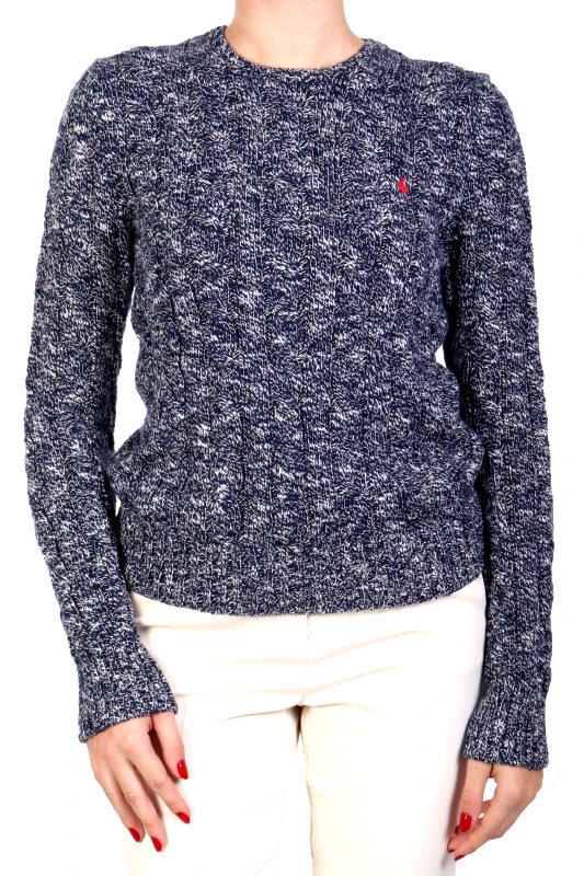 RALPH LAUREN RALPH LAUREN ΠΛΕΚΤΟ CREW NECK CABLE ΜΕΛΑΝΖΕ ΜΠΛΕ