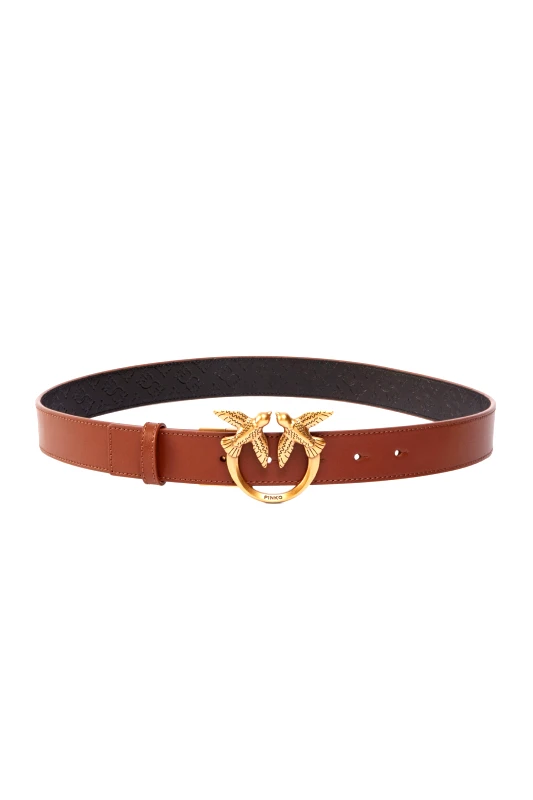 PINKO PINKO ΓΥΝΑΙΚΕΙΑ ΖΩΝΗ LOVE BERRY H3 BELT VIT.SETA MONOGRAM ΜΑΥΡΟ/ΚΑΦΕ