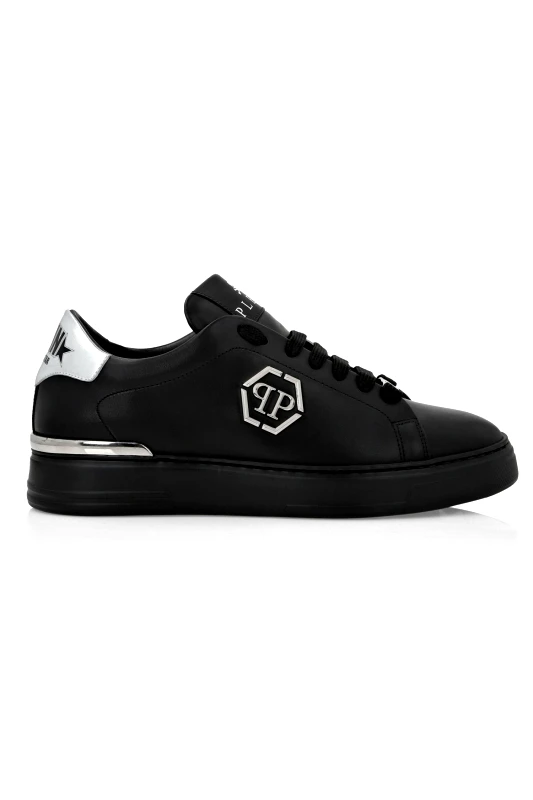 PHILIPP PLEIN PHILIPP PLEIN ΠΑΠΟΥΤΣΙΑ SNEAKERS LO-TOP HEXAGON LOGO ΜΑΥΡΟ