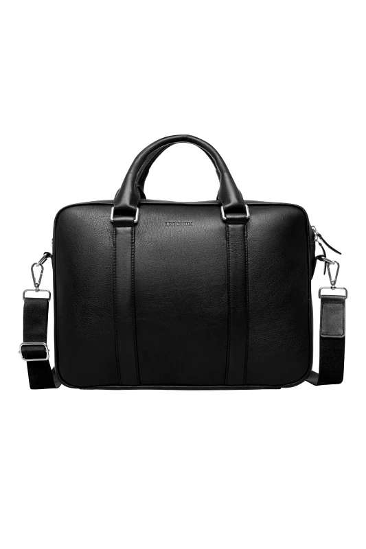 LES DEUX LES DEUX COMPUTER BAG SINGLE ΔΕΡΜΑ LOGO ΜΑΥΡΟ