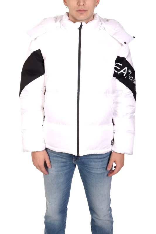 ARMANI 7 ARMANI 7 ΜΠΟΥΦΑΝ PUFFER ΑΠΟΣΠΩΜΕΝΗ ΚΟΥΚΟΥΛΑ LOGO ΛΕΥΚΟ