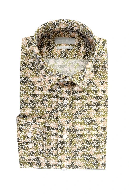 MICHAEL KORS MICHAEL KORS ΠΟΥΚΑΜΙΣΟ SLIM FIT WASHED ALL OVER LOGO ΛΑΔΙ