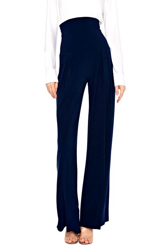 NORMA KAMALI NORMA KAMALI ΠΑΝΤΕΛΟΝΑ HIGH WAIST PLEAT ΣΚΟΥΡΟ ΜΠΛΕ