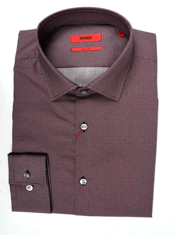 HUGO HUGO ΠΟΥΚΑΜΙΣΟ SLIM FIT ΜΙΚΡΟΣΧΕΔΙΟ JENNO ΜΠΟΡΝΤΩ