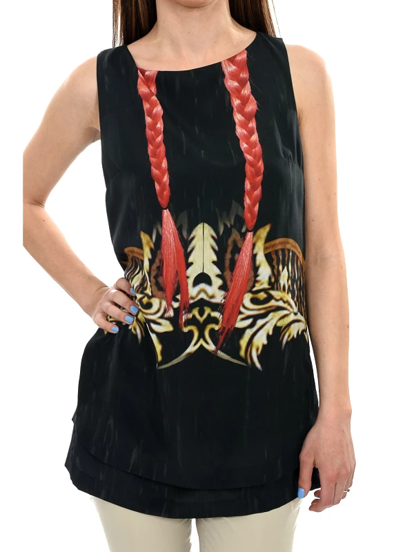 DONDUP DONDUP TOP CAMICIA TIA ΣΧΕΔΙΟ ΚΟΤΣΙΔΕΣ ΜΑΥΡΟ